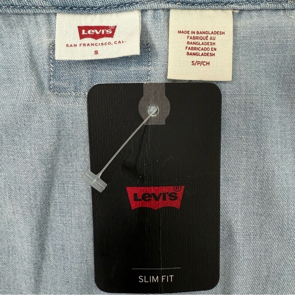 Women’s Levi’s Ophelia Short Sleeve Denim Corset Top Light Wash Cotton Small - Picture 10 of 16